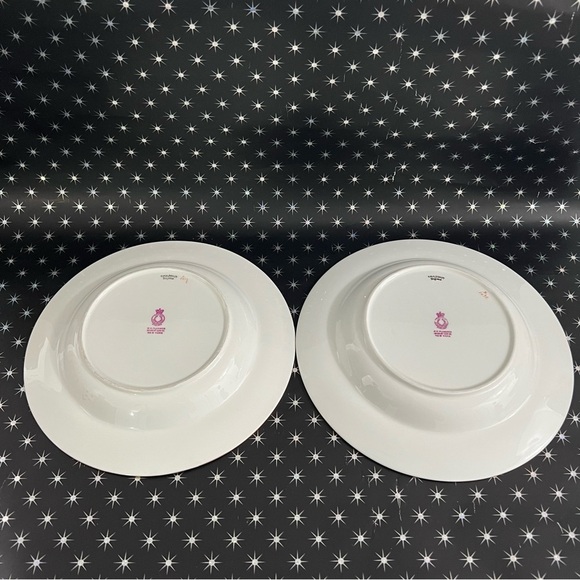 Vintage Cauldon England Set of 2 Porcelain Green & Gold Design Soup Plates - Picture 2 of 8